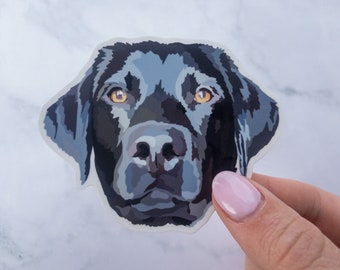 Black Lab Dog Sticker 3&quot; | Medium Waterproof Vinyl Decal | Labrador Retriever Gift | Dog Lover Sticker | Water Bottle, Laptop, Car, Journal