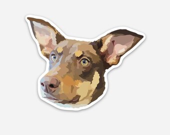 Doberman Cattle Dog Mix Dog Vinyl Waterproof Sticker for water bottle or Laptop | Weatherproof Sticker | Puppy | Dog Lover