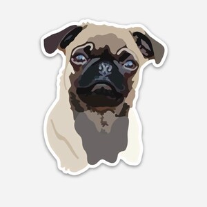 Pug Dog Sticker 3" | Dog Sticker for Hydroflask | Puppy Sticker for Laptop | Weatherproof / Waterproof Vinyl Dog Sticker | Puppy Sticker