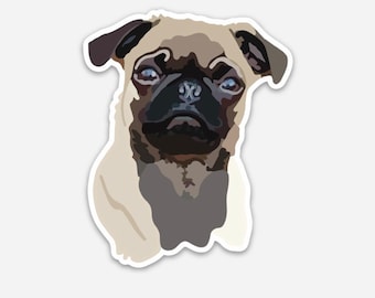 Mops Aufkleber 3" | Hundeaufkleber für Hydroflask | Welpe Aufkleber für Laptop | Wetterfester / wasserdichter Vinyl-Hundeaufkleber | Welpe Aufkleber