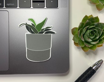 Snake Plant Sticker | House Plant Sticker for Hydroflask or Laptop | Weatherproof / Waterproof Plant Sticker | Plant in Pot Sticker