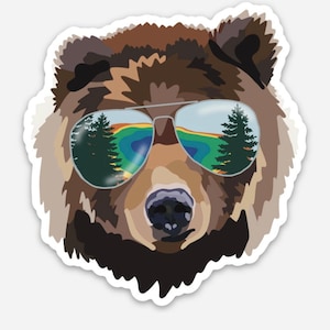 Yellowstone Caldera Bear Vinyl Waterproof Sticker | National Park Sticker for Hydroflask or Laptop | Weatherproof Sticker | Bear Sticker