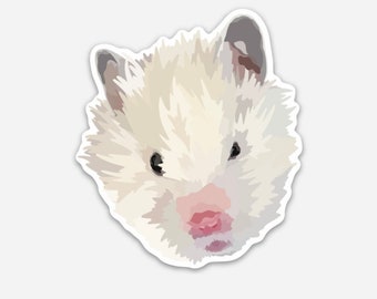 White Hamster Sticker | Vinyl Decal | Waterproof & Weatherproof | Water bottle, Laptop or Journal  | Hamster  | Pet Lover