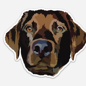 Chocolate Lab Dog Sticker 3&quot; | Waterproof Vinyl Decal | Labrador Retriever Gift | Dog Lover Sticker | Laptop, Water Bottle, Car Window