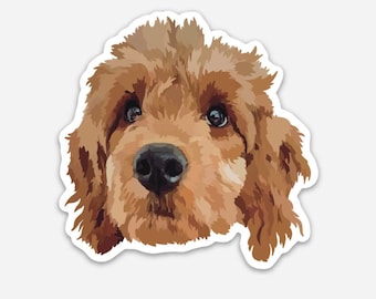 Goldendoodle Puppy Sticker | Vinyl Decal | Waterproof & Weatherproof | Water bottle, Laptop or Journal  | Puppy | Dog Lover