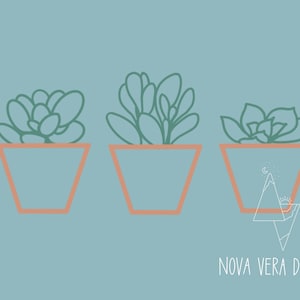 Succulents in pots SVG file, digital house plant download for cricut, silhouette, etc. (PDF, PNG, jpeg)