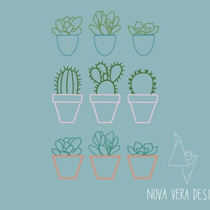 Succulents and cactus in pot svg digital file, houseplant SVG file, digital download for cricut, silhouette, etc. (PDF, PNG, jpeg)