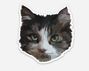 Cat Sticker Black & White | Vinyl Decal | Waterproof | Water Bottle ...