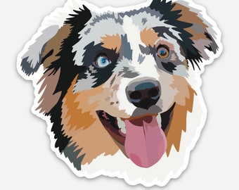 Australian Shepherd (Aussie) Dog Vinyl Waterproof Sticker 3&quot; | for water bottle or Laptop or Car Window | Weatherproof Sticker | Puppy | Dog