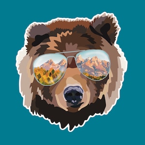Grand Teton National Park wasserdichter Vinyl-Aufkleber für Hydroflask, Laptop oder Journal Sticker | Wetterfester Aufkleber | Bär Sticker