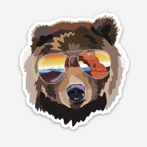 de Zazzle.be Liste d'envies Vous avez des idées ? Autocollant de parc national pour Hydroflask ou ordinateur portable | Autocollant résistant aux intempéries | Sticker ours