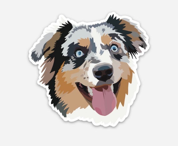 Blue Eyed Australian Shepherd aussie Dog Vinyl Waterproof Sticker for Water Bottle or Laptop or Journal Weatherproof Sticker Puppy Etsy