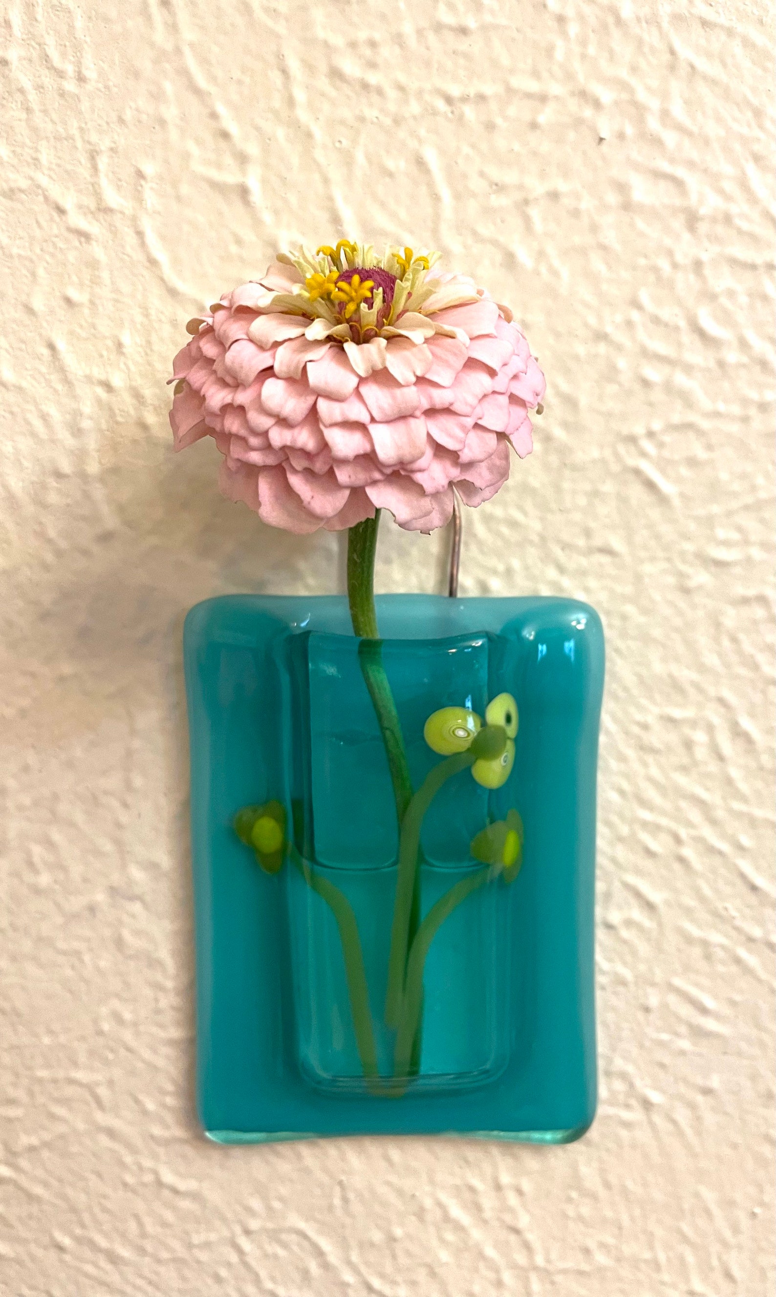 Fused glass wall vase double fused turquoise flower vase Etsy