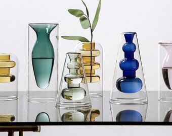 EWEIGEER Crystal Glass Vase,Colorful Flower Vase for Home Decor,Table,Living Room Decoration,Cool Design EWEIGEER Crystal Glass Vase,Colorful Flower Vase for Home Decor,Table,Living Room Decoration,Cool Design