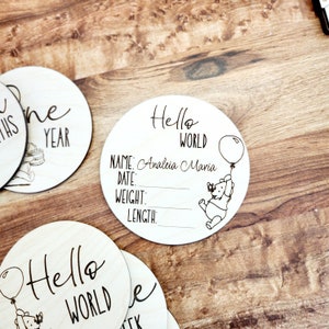 Winnie the Pooh Personalized Baby Month and Week Milestone Wood Disc ...