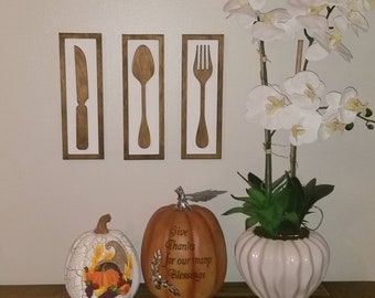 Utensils Wall Art, Dinning, Kitchen, Wall Art, Wood, Spoon, Knife, Fork, Utensils, Farmhouse, country