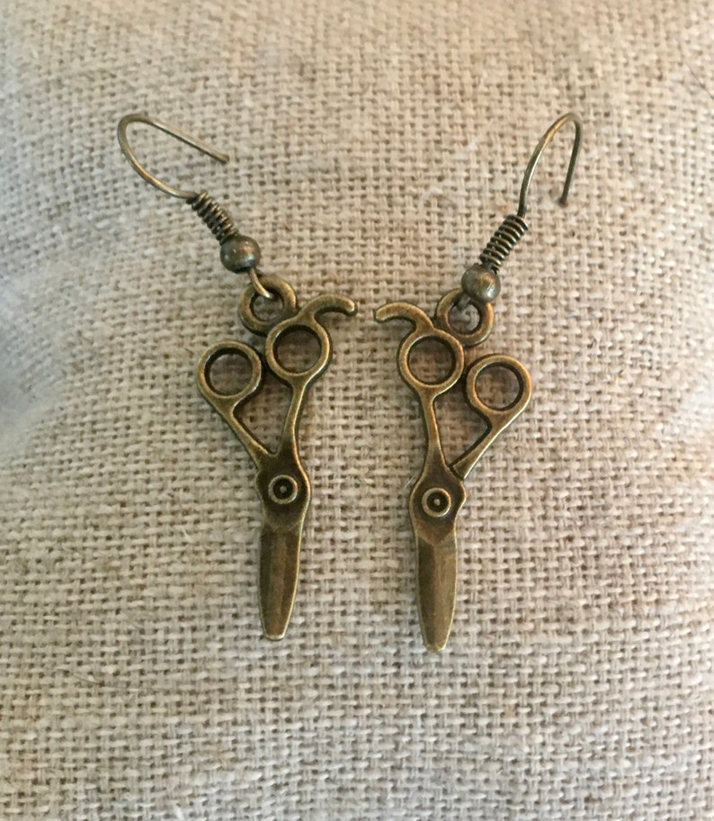 Scissor Earrings Gift for Hairstylist Bronze Cute Dangle Earrings Etsy