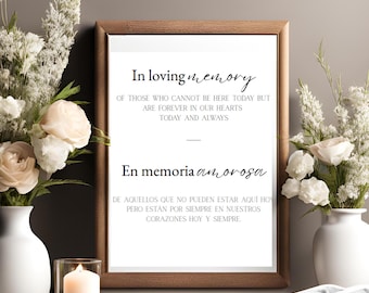 Bilingual In Loving Memory Sign: Wedding Memorial (Digital Download)