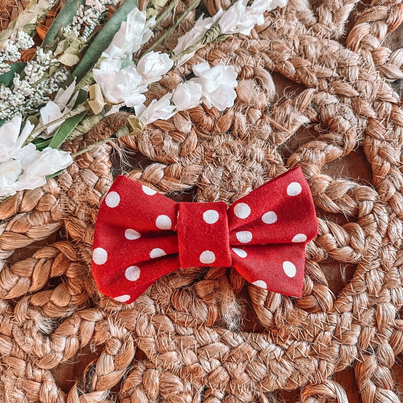 Valentine rot Polka Dots Fliege für Hunde, Fliege für Katzen, Fliege, Fliege, Hundefliege, Hundezubehör, Gog Geschenk, Hundehalsband Schleife Bild 1