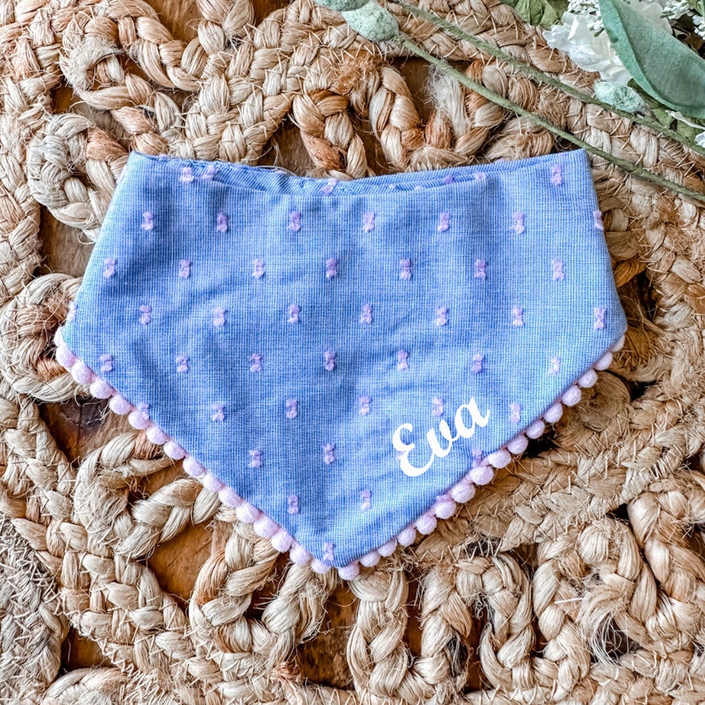 Blue Collection Dog Bandana-Dog Bandana-Cat Bandana-Personalized Bandana-Blue with Pink Bandana-Bandana for small dogs image 2