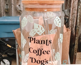 Dose Hund Mama Glasdose, Hund Mama Geschenk, Pflanzen Kaffeehunde, Eiskaffee Glas, Mama Weihnachtsgeschenk, Kaffeeliebhaber Geschenk, Geschenk für Pflanzenliebhaber