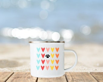 Hearts and a Paw Mug, Personalized Gift, Personalized Dog Lover Mug, Hot Cocoa Mug, Custom Mug, Pet Lover Mug, Personalized Giftt