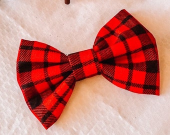 Holiday Red and Black Gingham Bow Tie For Dogs, Bow Tie for Cats, Holiday Collection Bow Ties, Dog Accessories, Dog Collar Bow