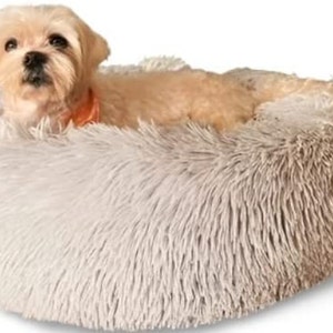 EloPetz Best Dog bed, Cat Bed, Calming Donut Shape, Round dog bed, Washable Dog Bed, Removable Cover, Small Pet Bed, Gray Dog Bed