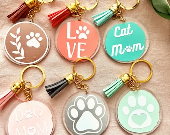 Holiday Gift, Dog Mom Keychain, Personalized Keychain, Cat Mom Keychain, Round Keychain, Acrylic Keychain, Personalized Gift, Dog Mom Gift