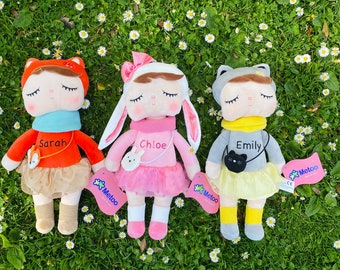 Personalized baby doll, baby’s first doll, girls first doll, baby birthday gift metoo doll new baby fox cat bunny rag doll easter basket