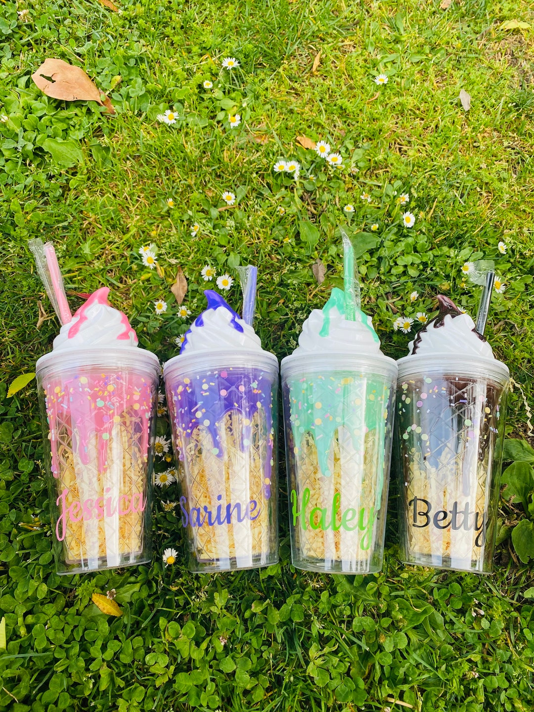 Custom Sundae Personalized Sundae Summer Ice Cream Cup With Straw Summer Gift ...