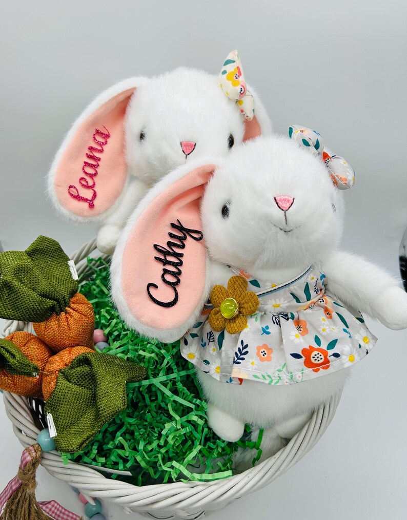 Personalized 9.8” Bunny Floral Dress Plush Gift Child Personalised ...