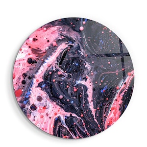 Pink Marble Galaxy - Glass Printing Wall Art - Home Decoration - House Warming Gift - Interior Design Ideas - Rounded Glass Wall Art