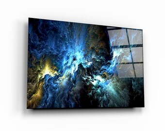 Abstract artglass wall hangingfused glass artblue glassglass treesfused glass wall panelabstract wall artglass wall arthome decor