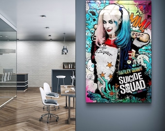 Harley Quinn Suicide Squad Tempered Glass Wall Art – Movie Poster