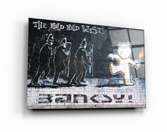 Banksy - The Mild Mild West - Glass Printing Wall Art - Graffiti - Home Decor - Gift Idea