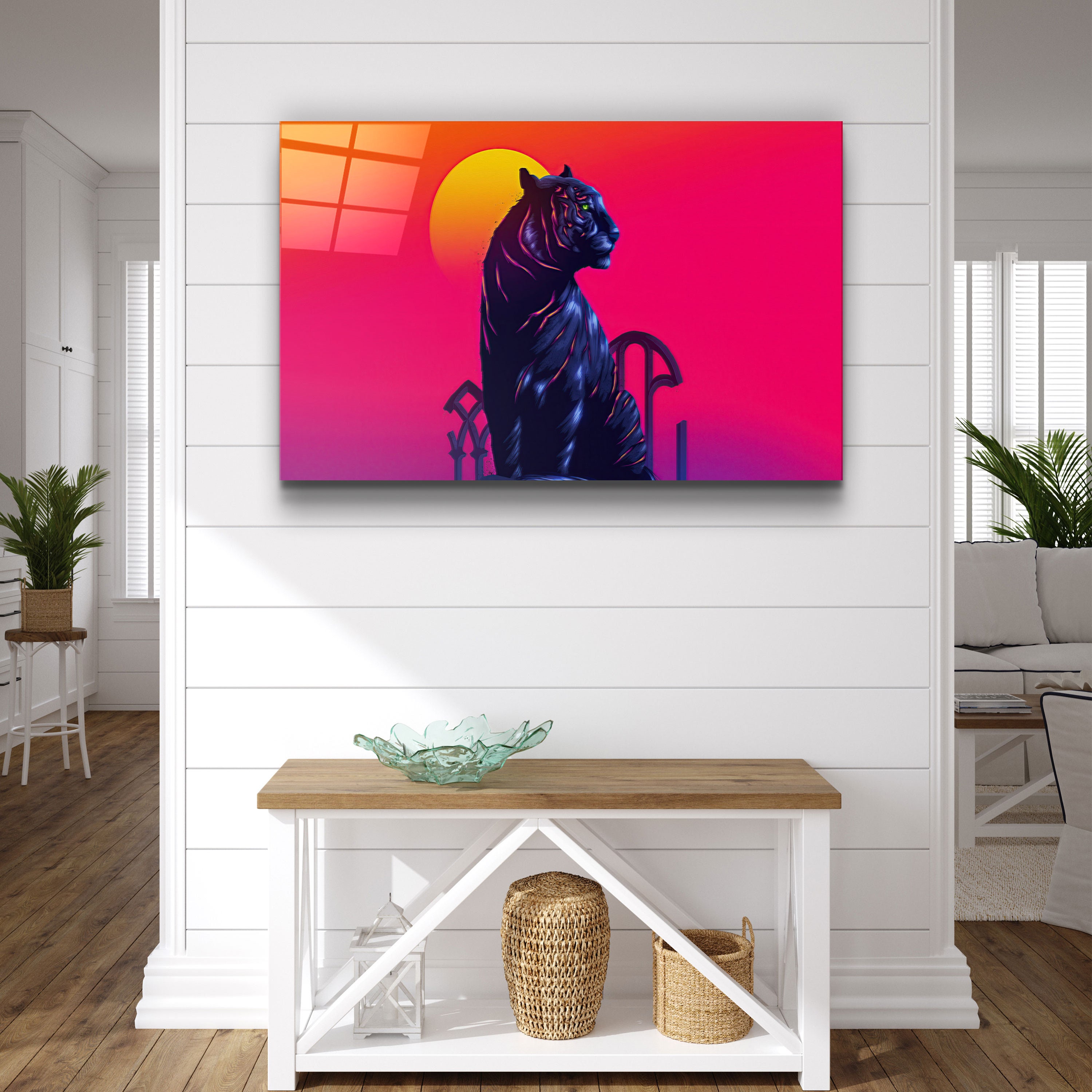 Quadro Da Parete Moderno Tiger 02 – Stampa Su Vetro Acrilico 80x55 Cm, Resistente UV, Effetto Profondità, Prodotto In Germania