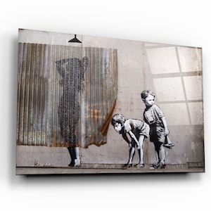 Banksy - Spying Boyz - Street Art - Tempered Glass Wall Art - Home decor - Wall decor- Wall sculpture - Interior Design - Birthday Gift