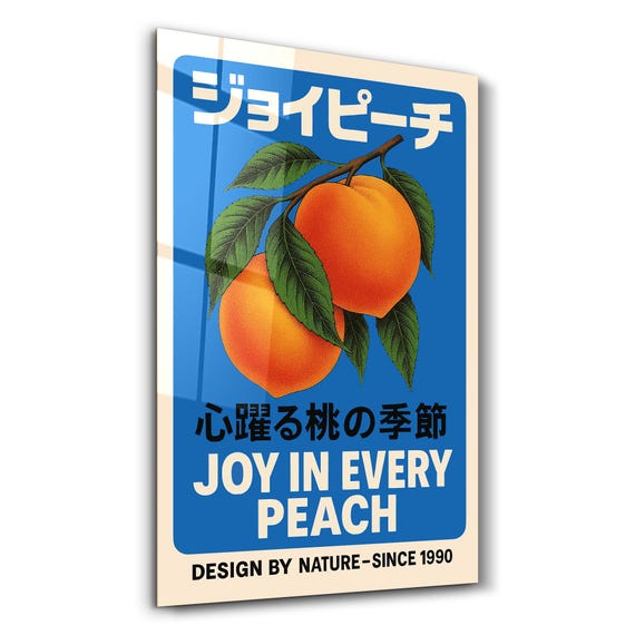 Peach Art Glass Wall Hanging – Retro Japanese Print - Etsy