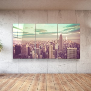 New York Retro Filter - Mega Size Glass Printing Wall Arts for Big Walls - Home Decoration - House Warming Gift - Interior Design