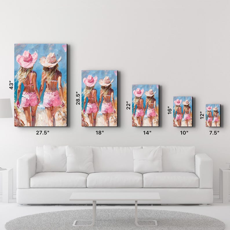Pink Cow Girls Tempered Glass Printing Wall Art Home Decoration House