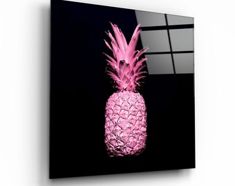 Pink PineappleTempered Glass Wall Art - Home decor - Wall decor- Wall sculpture - Interior Design - Birthday Gift - Wall Hanging
