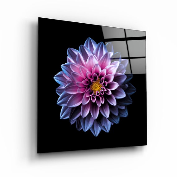 Purple Flower Glass Printing Wall Art Interior Design | Etsy