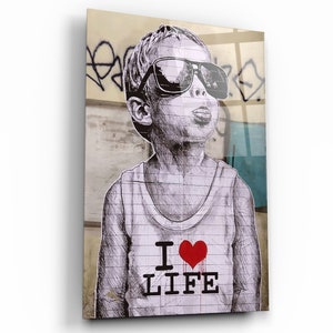  Personalized Romantic Valentine's Day – Easel Backed Tabletop  or Wall Art. Perfect for Wedding Anniversary. (17 - Heart Balloon (Banksy  Style)): Posters & Prints