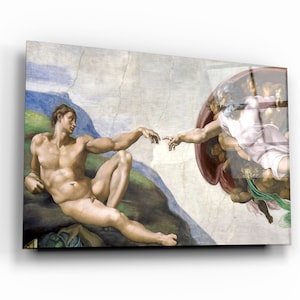 Michelangelo&#39;s Creation of Adam Tempered Glass Wall Art