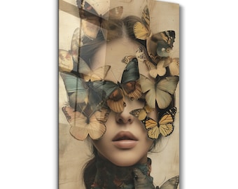 Butterfly Tempered Glass Wall Art: Modern Home Decor