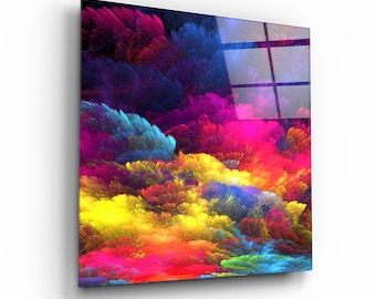 Colorful Abstract Tempered Glass Wall Art: Modern Home Decor