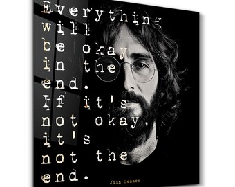 John Lennon Tempered Glass Wall Art: Motivational Home Decor