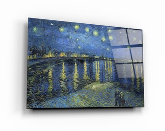 Van Gogh Starry Night Over the Rhone Tempered Glass Wall Art