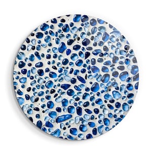 Blue Terrazzo - Glass Printing Wall Art - Home Decoration - House Warming Gift - Interior Design Ideas - Rounded Glass Wall Art